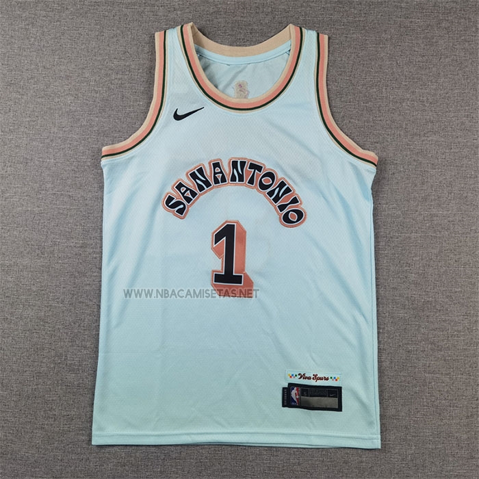 Camiseta Nino San Antonio Spurs Victor Wembanyama NO 1 Ciudad 2024-25 Verde